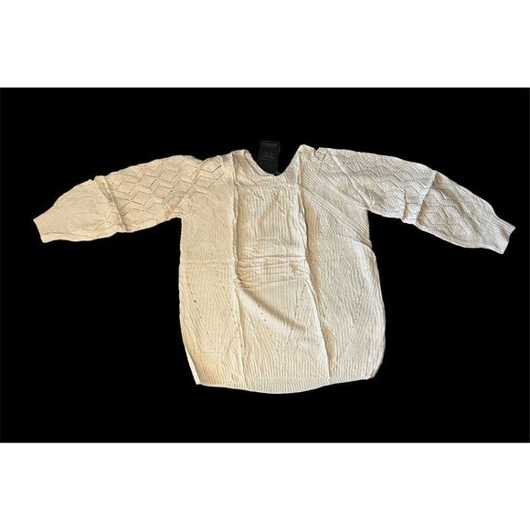 Funlingo Women's Long Sleeve Crewneck Crochet Sweater - Picture 3 of 6